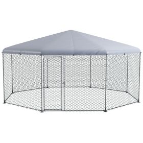 PawHut Large Metal Chicken Coop Chicken Run for Chicken, Ducks and Rabbits with Waterproof and Anti-UV Cover