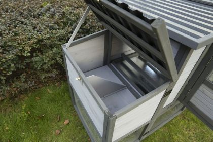 79"Large Chicken Coop with Upgraded Perches, Wooden Outdoor Chicken Cage with Large Nesting Box, Weatherproof Open Asphalt Roof &Removable Bottom