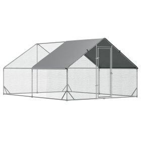 PawHut Large Chicken Coop Metal Chicken Run with Waterproof and Anti-UV Cover, Spire Shaped Walk in Fence Cage Hen House for Outdoor and Yard Far (Color: as Pic)